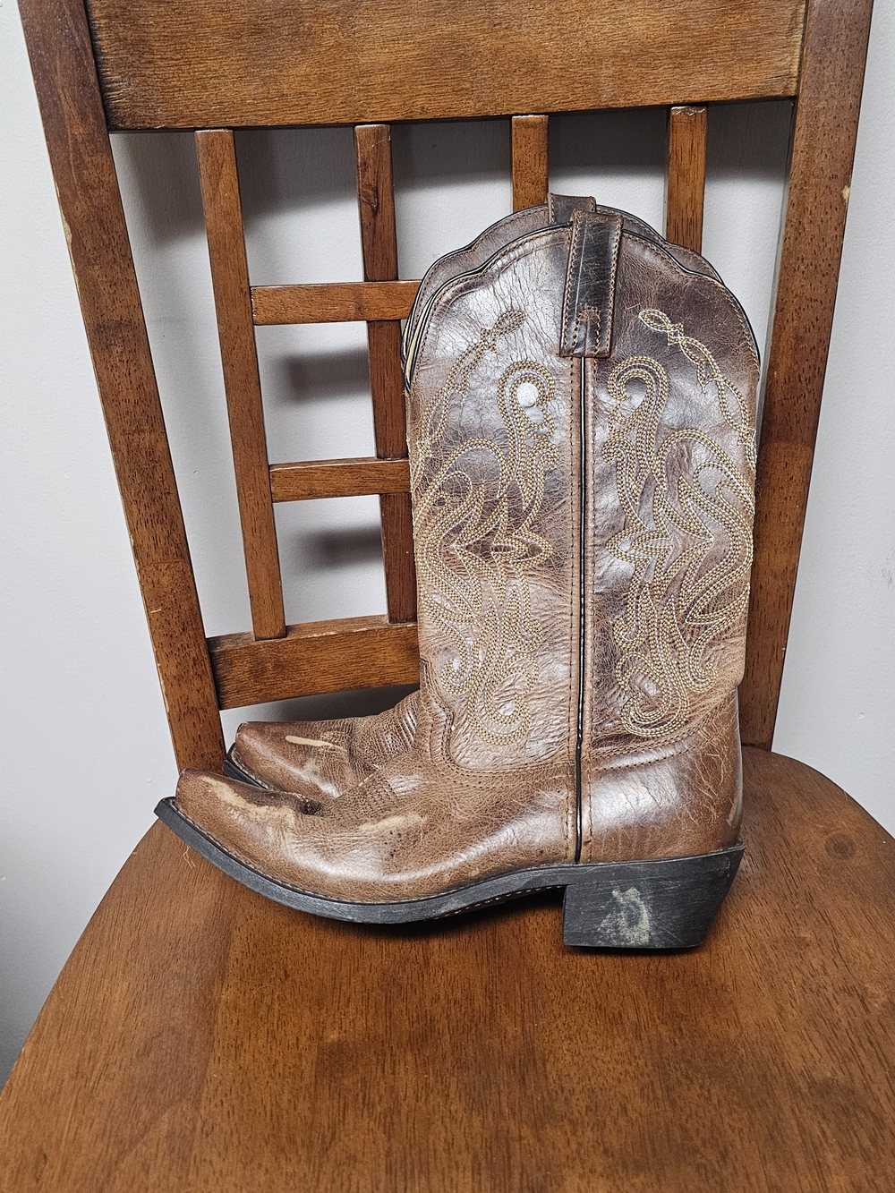 Smoky Mountain Boots Size 6.5 Leather Fancy Stitch Cowgirl Rodeo Western Style